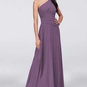 One-Shoulder Georgette Cascade Bridesmaid Dress